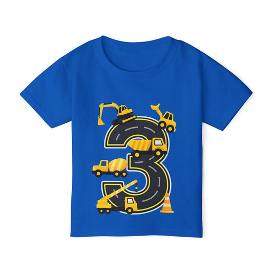 3rd Birthday Boy Toddler T-Shirt – Construction Truck Number Three Party Shirt Kids Birthday Gift